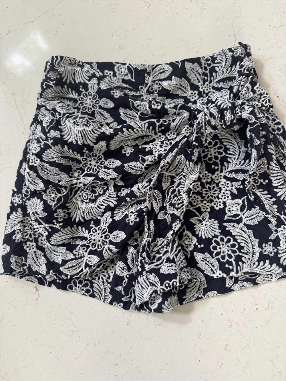 Zara Black Skort with White Floral Embroidery